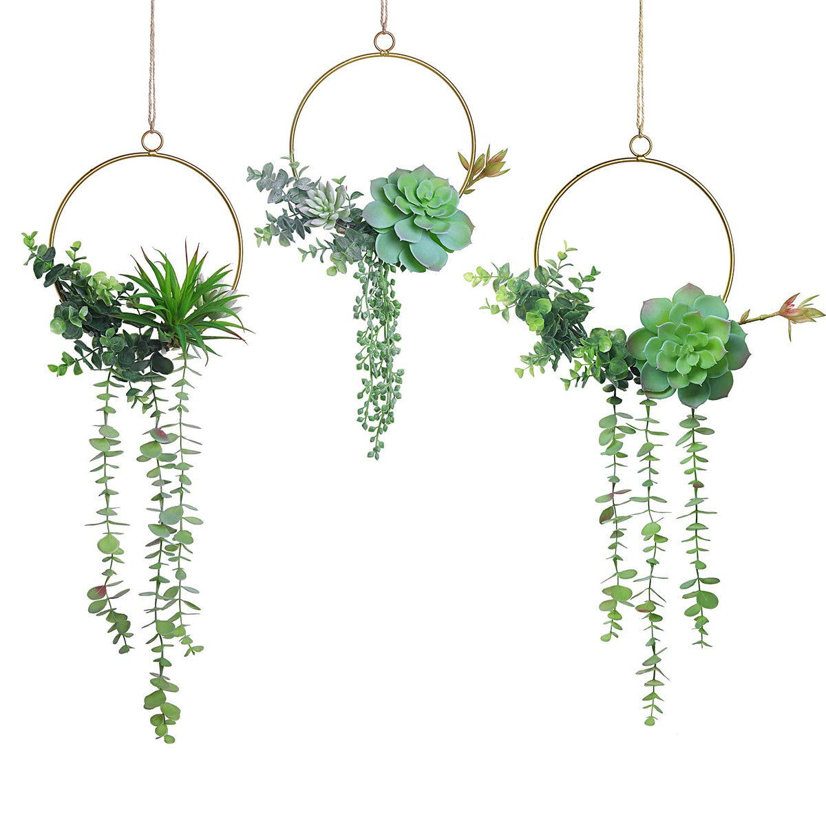 SWTHONY gold hoop wreath front view showcasing greenery and elegant shape