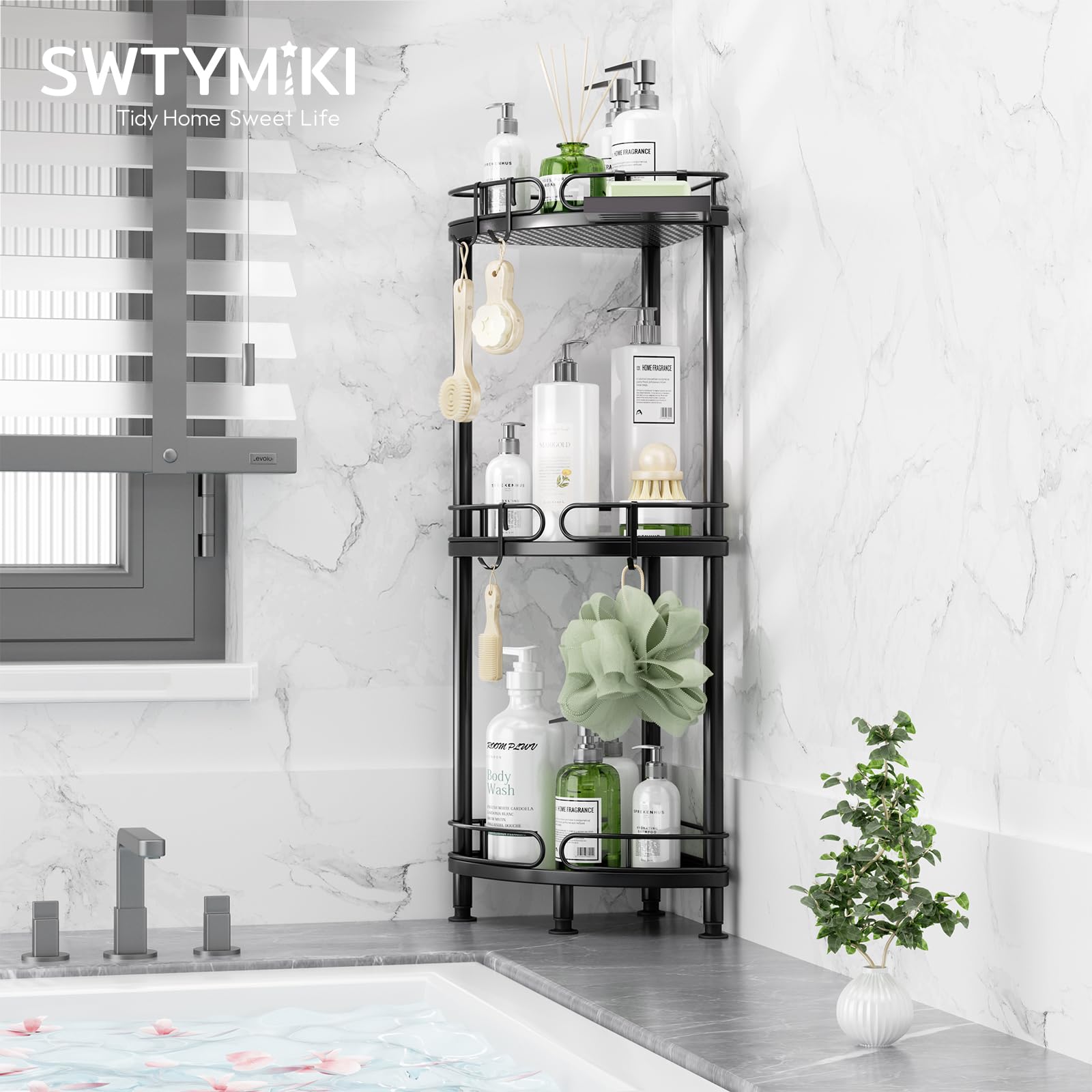 SWTYMIKI soap holder and hooks detail offering organized access