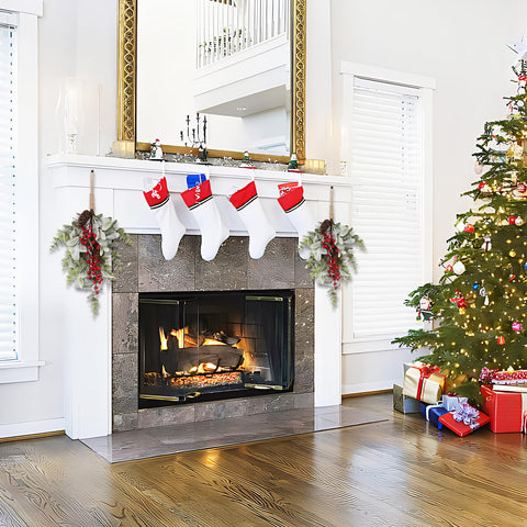 SY Super Bang hung on fireplace mantel adding warm seasonal charm