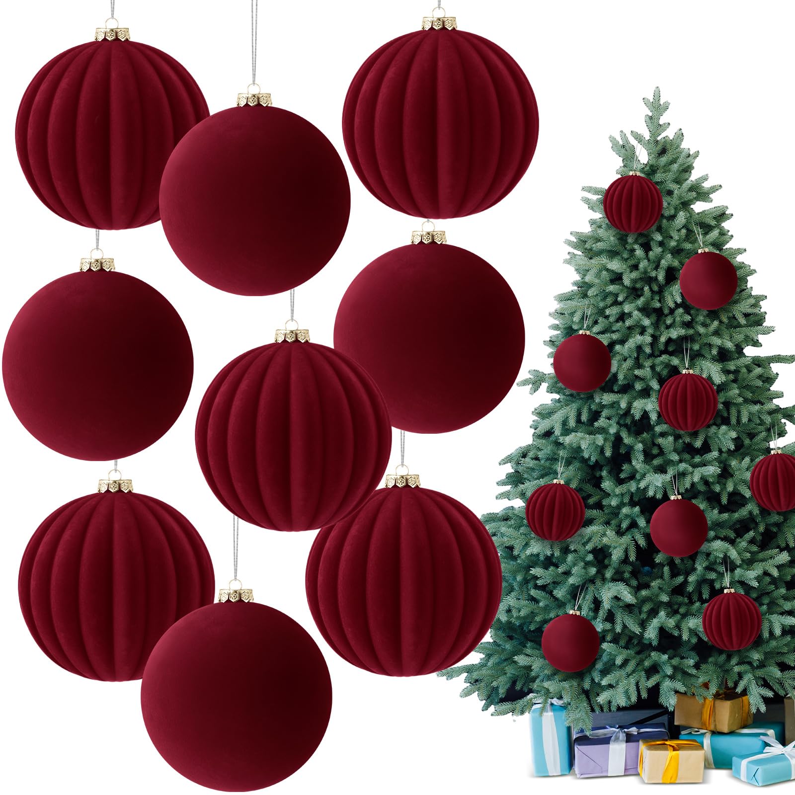 Syhood burgundy velvet ornaments front view showing rich color and elegant finish