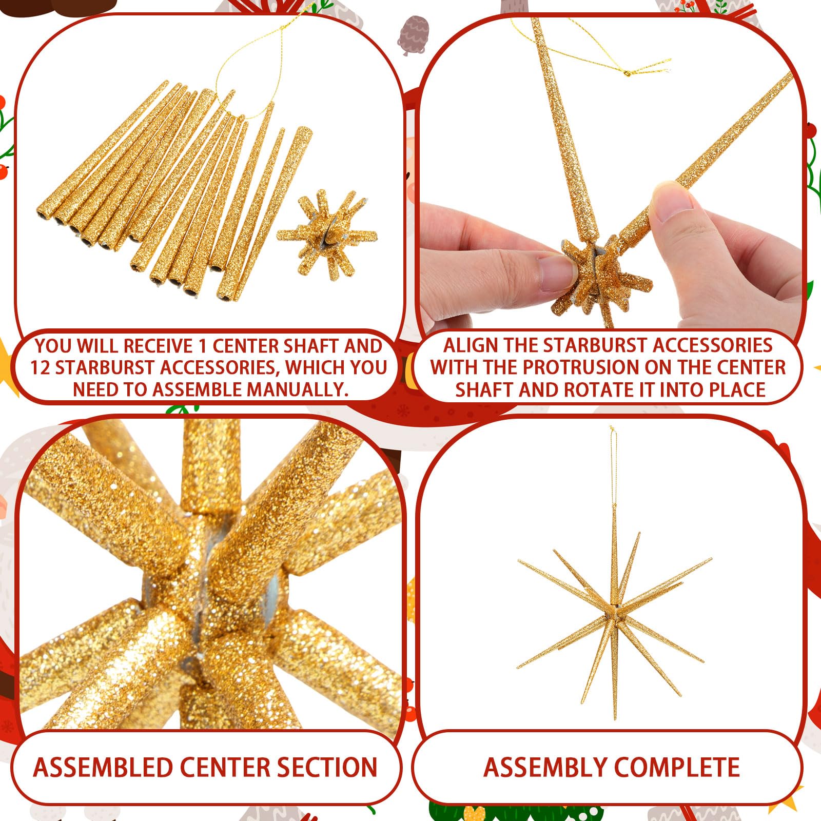 Syhood stars hanging from ceiling creating layered festive focal point