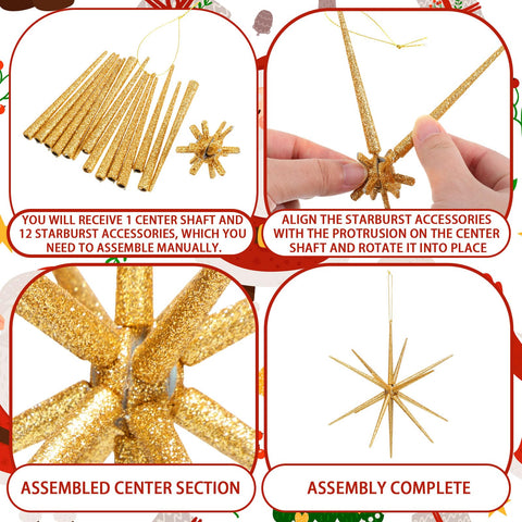 Syhood stars hanging from ceiling creating layered festive focal point