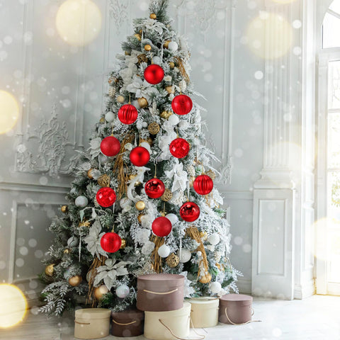 Syhood red balls clustered on a mantel as a simple centerpiece for instant decor
