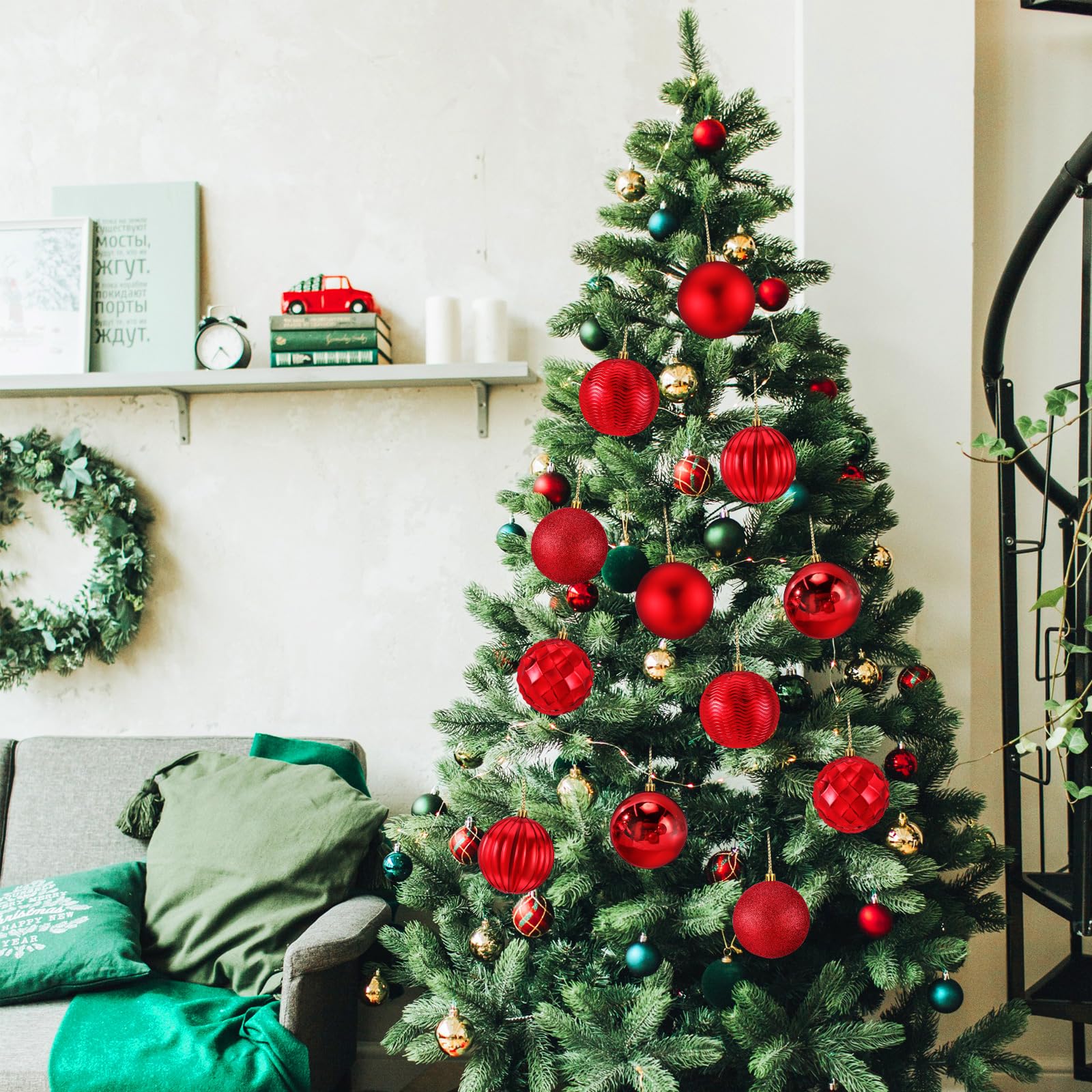 Syhood ornaments arranged on a decorated tree creating a cohesive holiday display