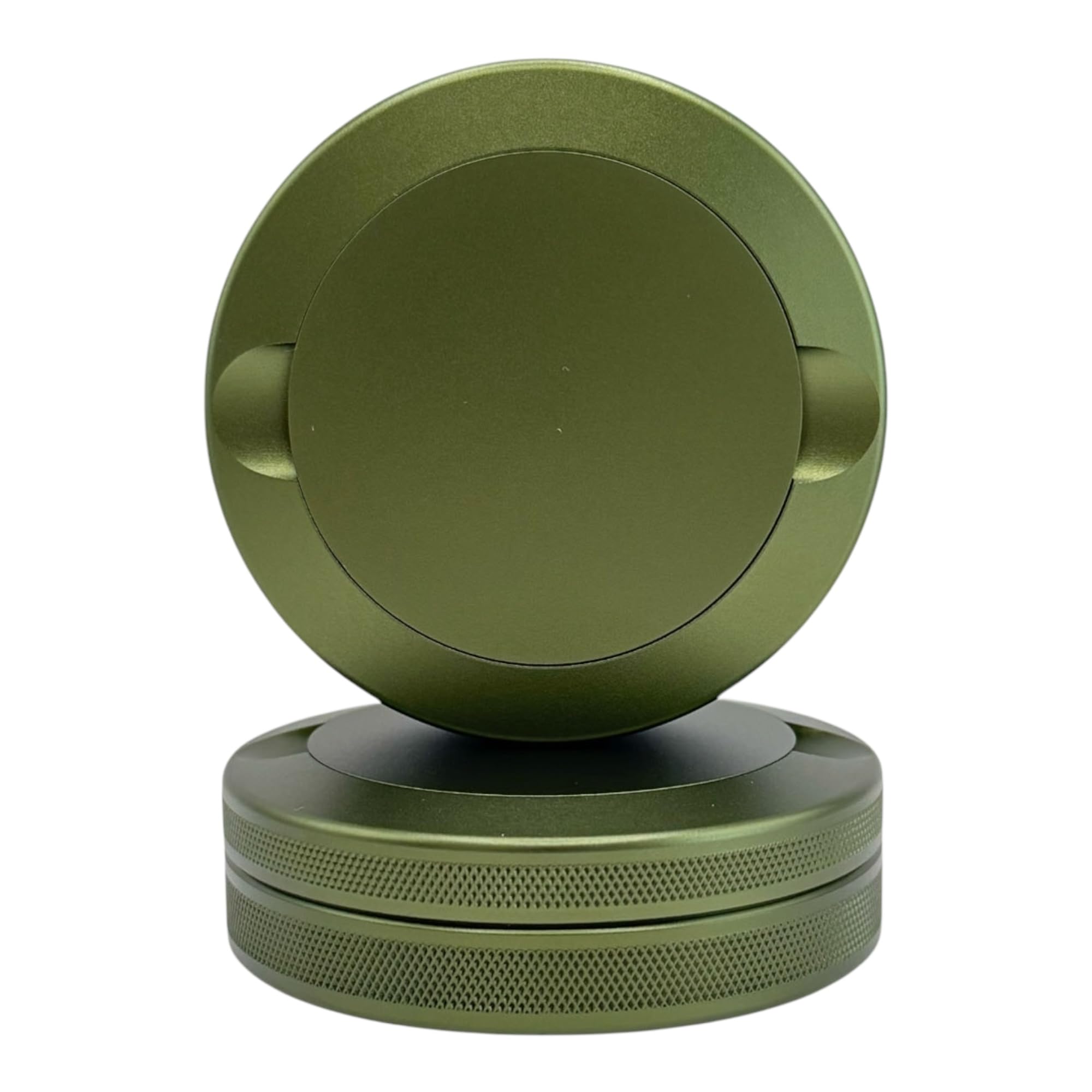 Syn Tin military green front view showing secure aluminum can and durable finish for protection