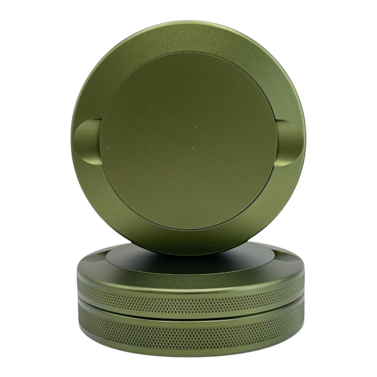 Syn Tin military green front view showing secure aluminum can and durable finish for protection