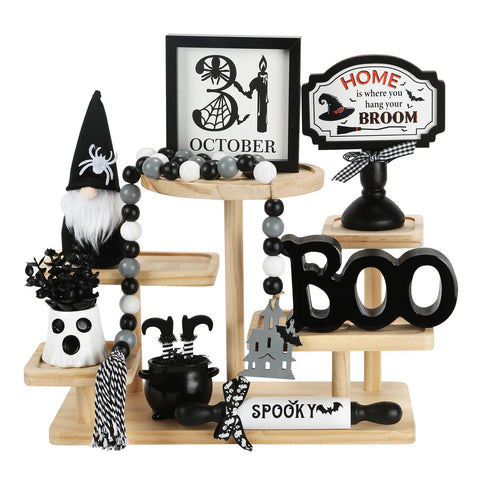 SYNCVIBE front display showing all eight farmhouse Halloween pieces, inspires seasonal vignettes