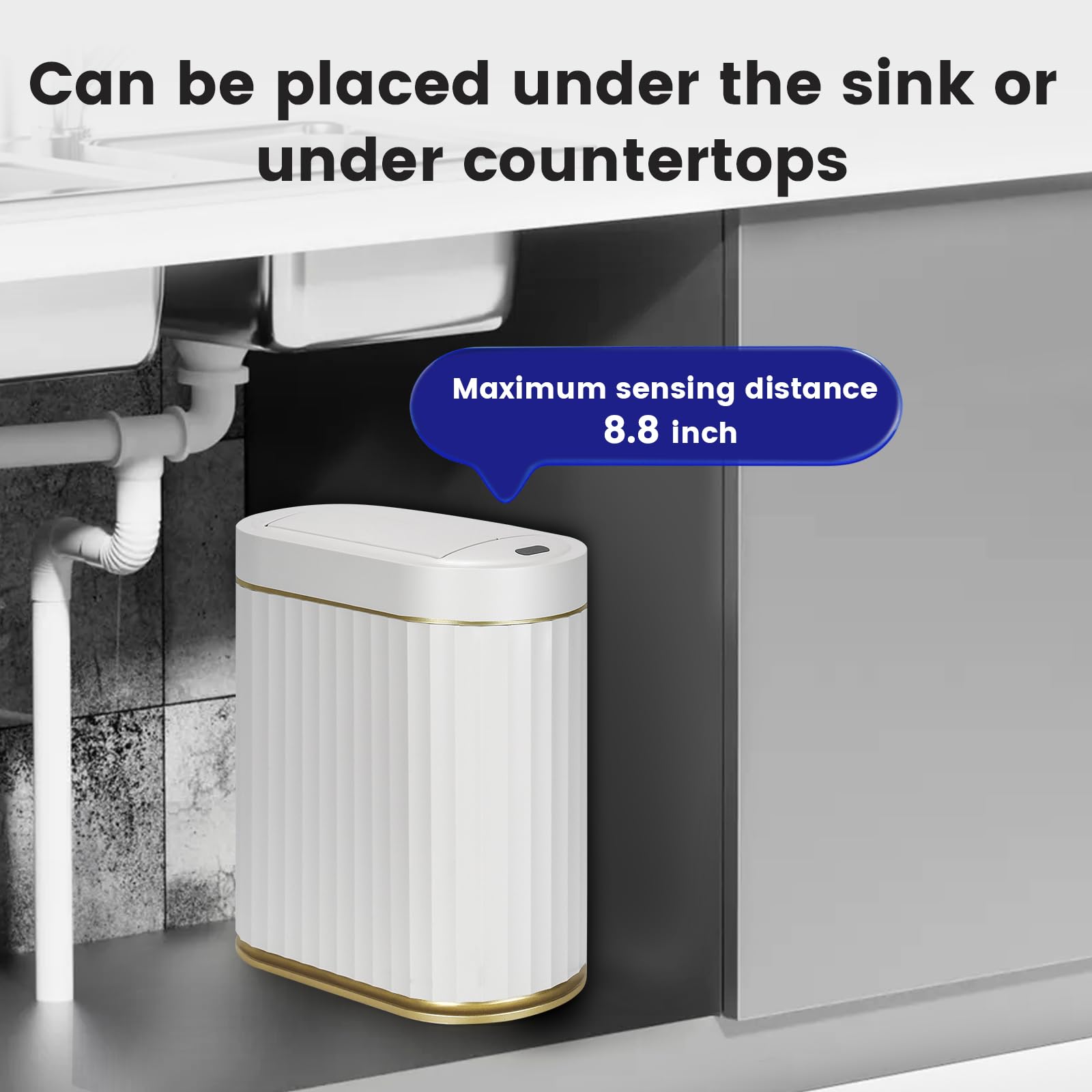 SYNCVIBE tucked under sink to show cabinet-fit and clearance benefit