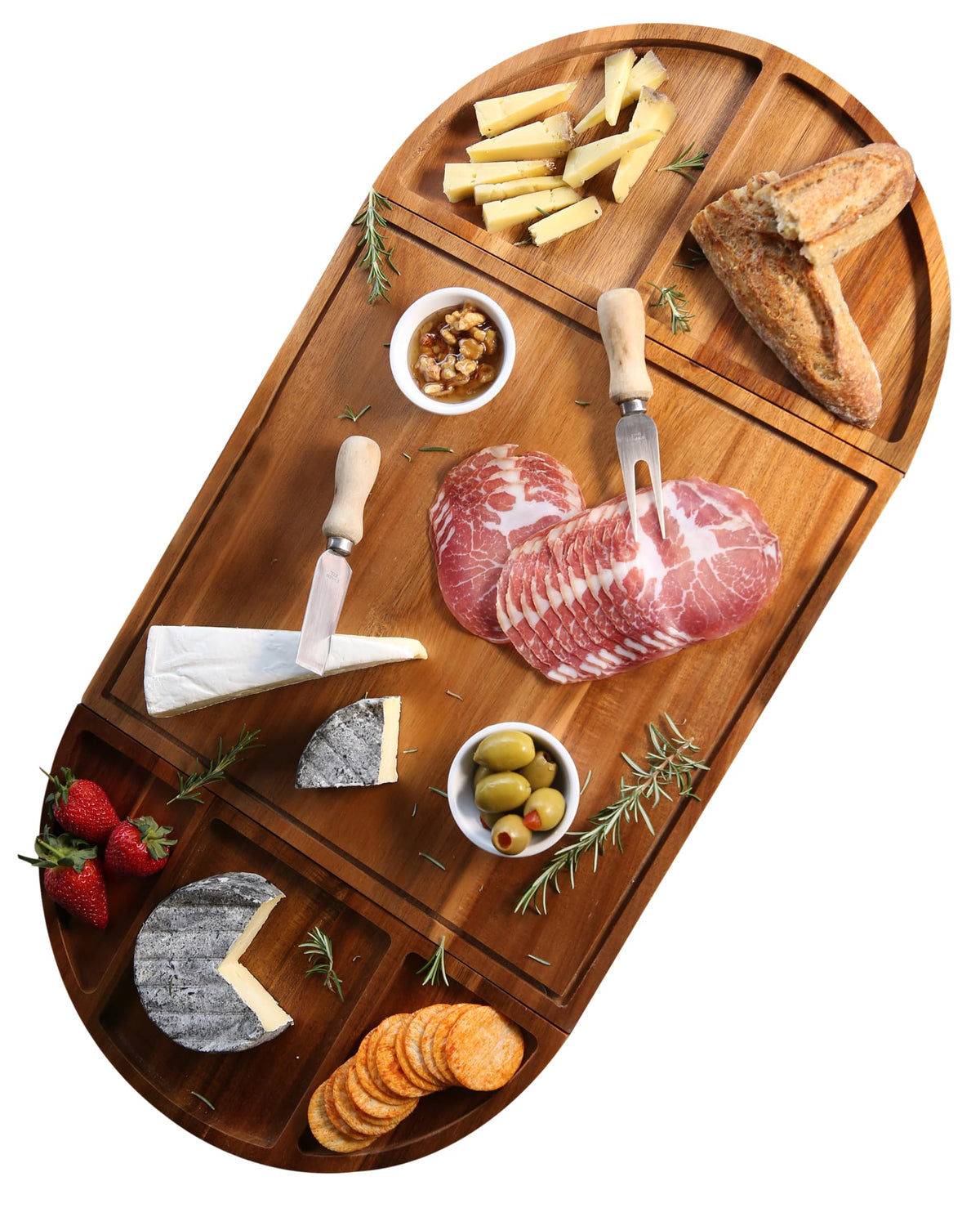 Synergy Loop front view showing complete charcuterie set and packaging, elegant presentation benefit