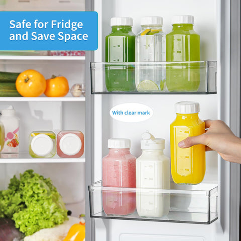 Syntic bottles neatly stored in fridge saving space and organizing drinks