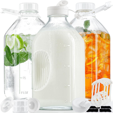 Syntic front view of three glass bottles showing clear packaging and capacity benefit
