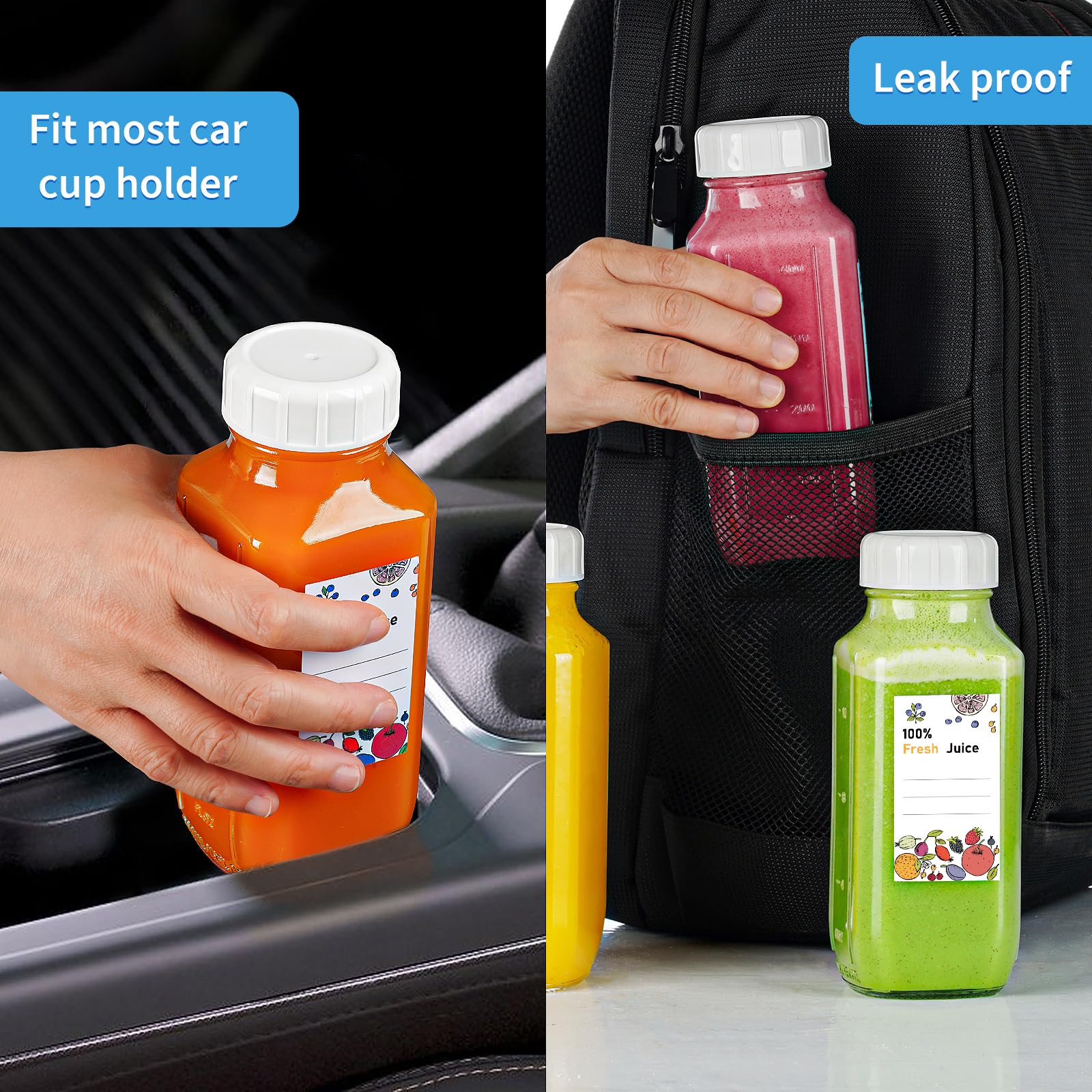 Syntic bottle held in hand for scale demonstrating cup-holder fit