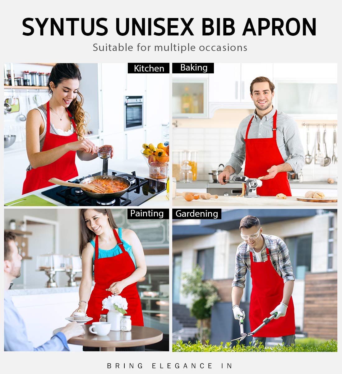 Syntus twelve aprons folded together ideal for restaurant staff rotation efficiency