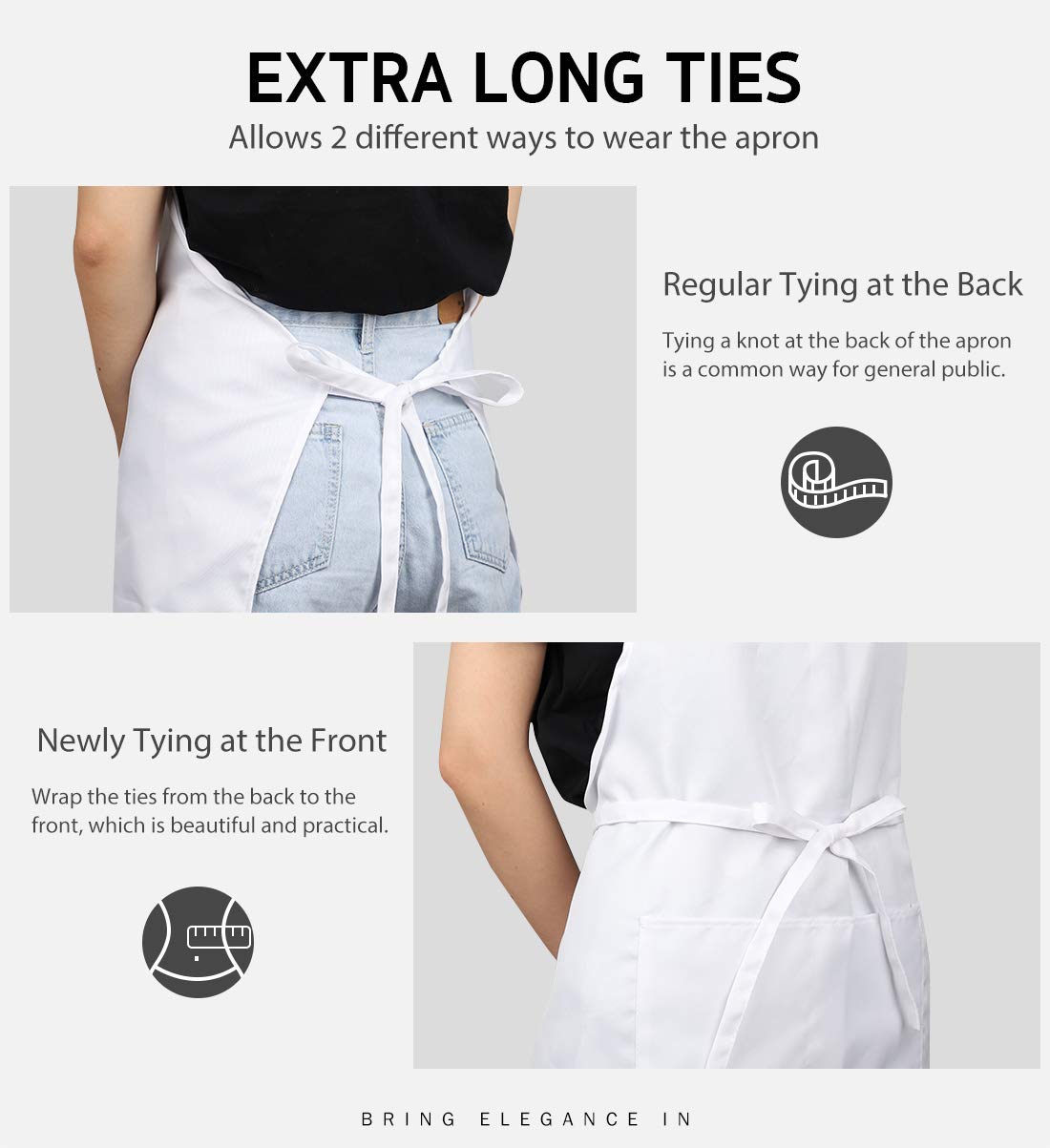 Syntus apron next to common kitchen items to show true size and coverage