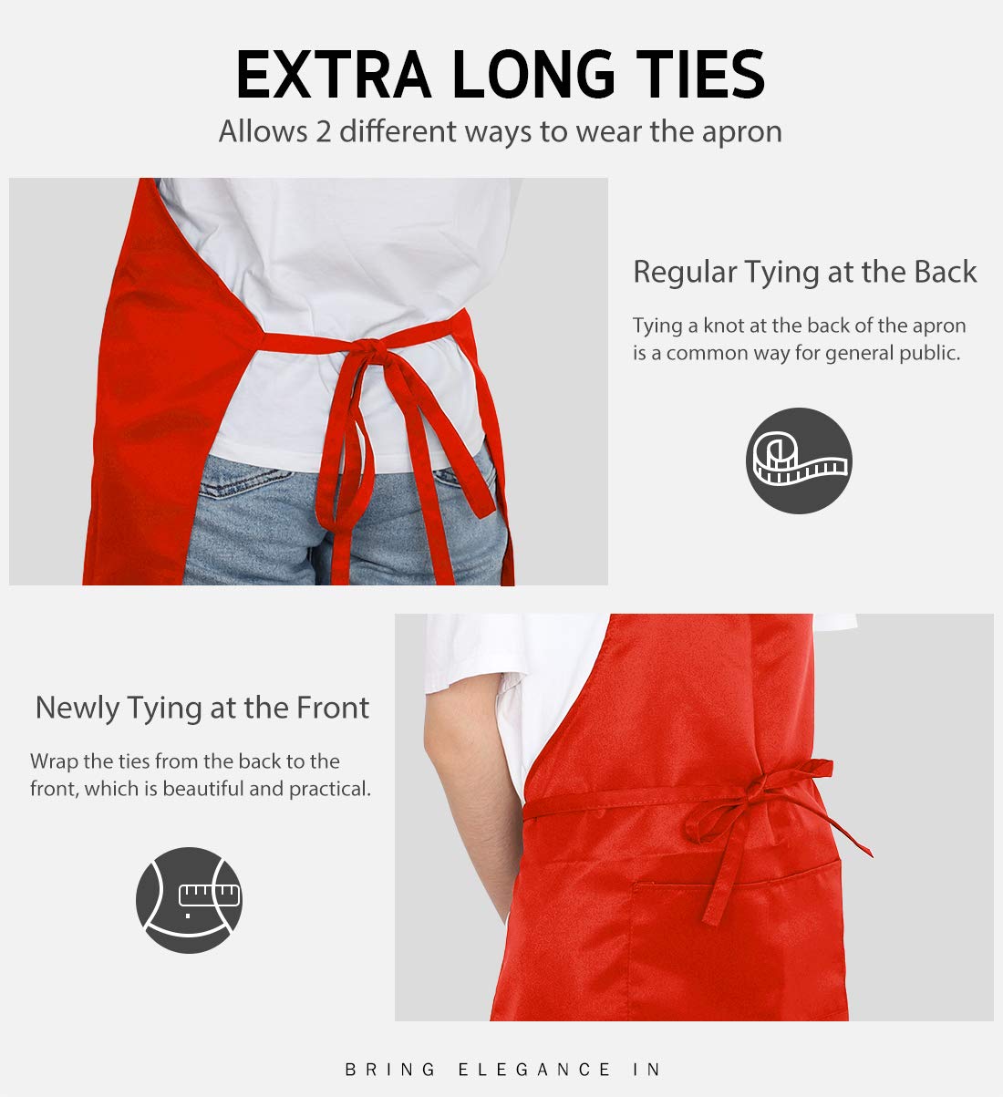 Syntus apron size comparison with ruler to show chest-to-knee coverage