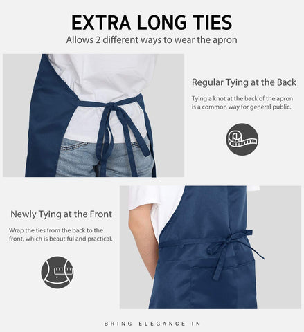 Syntus apron ties and back knot demo illustrating secure waist fit