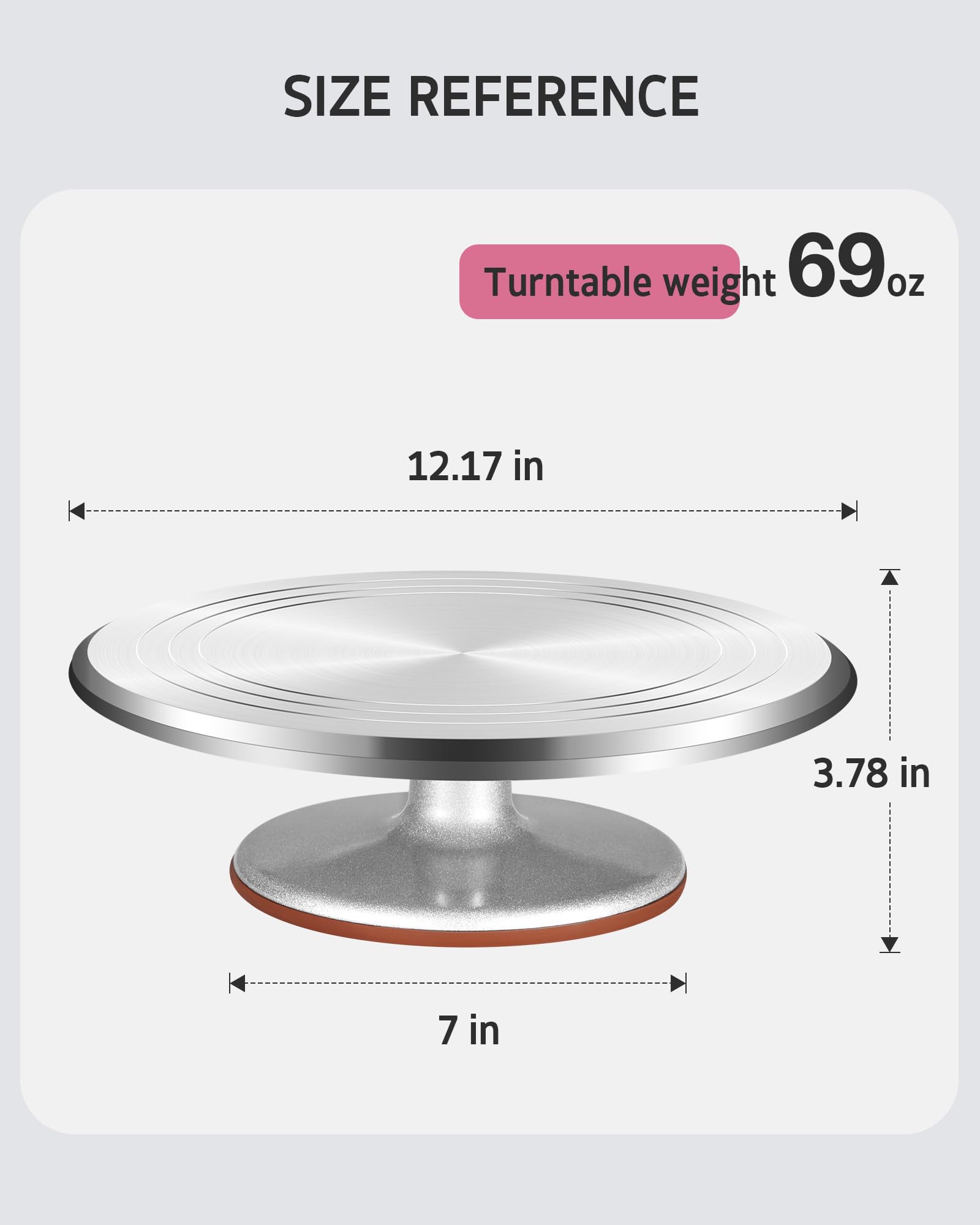 Syntus close-up of etched concentric circles for quick centering and accurate cake placement