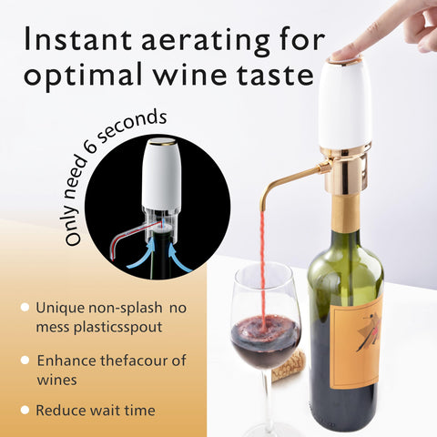 SYNWONG aerator pouring into glass delivering aerated wine for improved aroma