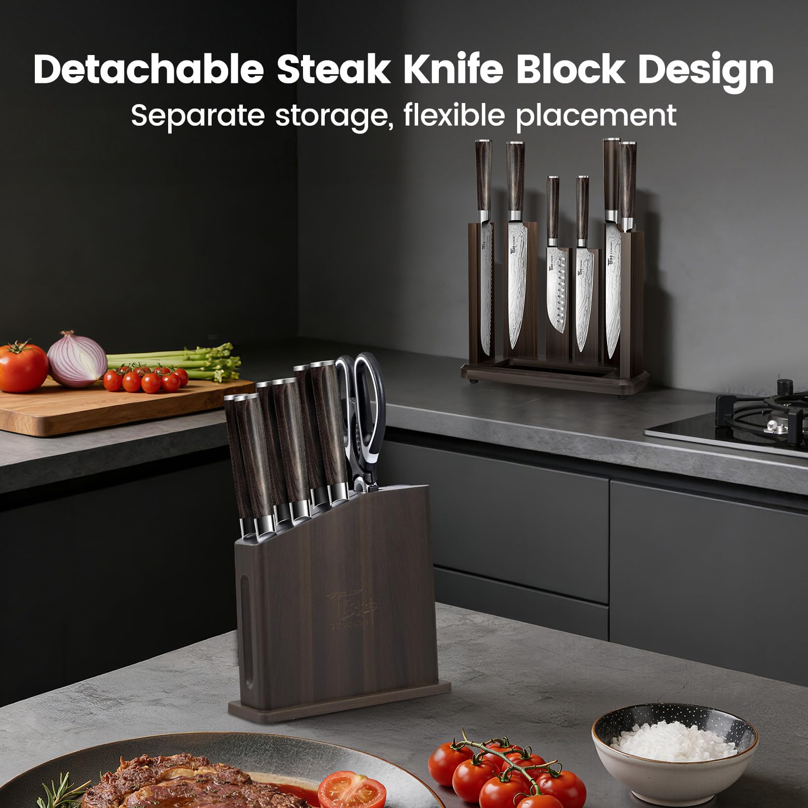 SYOKAMI detachable steak block on dining table for convenient serving