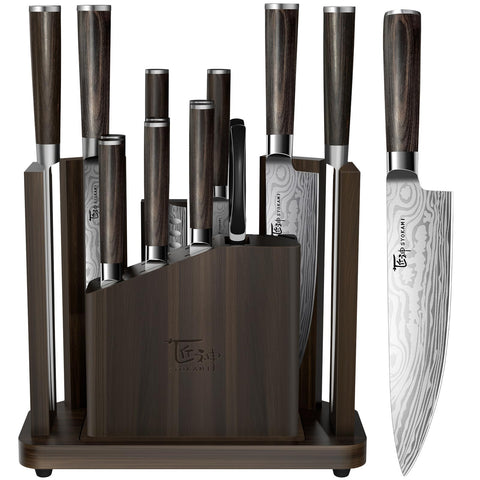 SYOKAMI front view with magnetic block showing organized knives and easy access