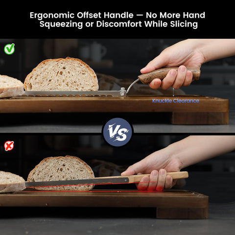 SYOKAMI slicing artisan loaf in kitchen for consistent serving