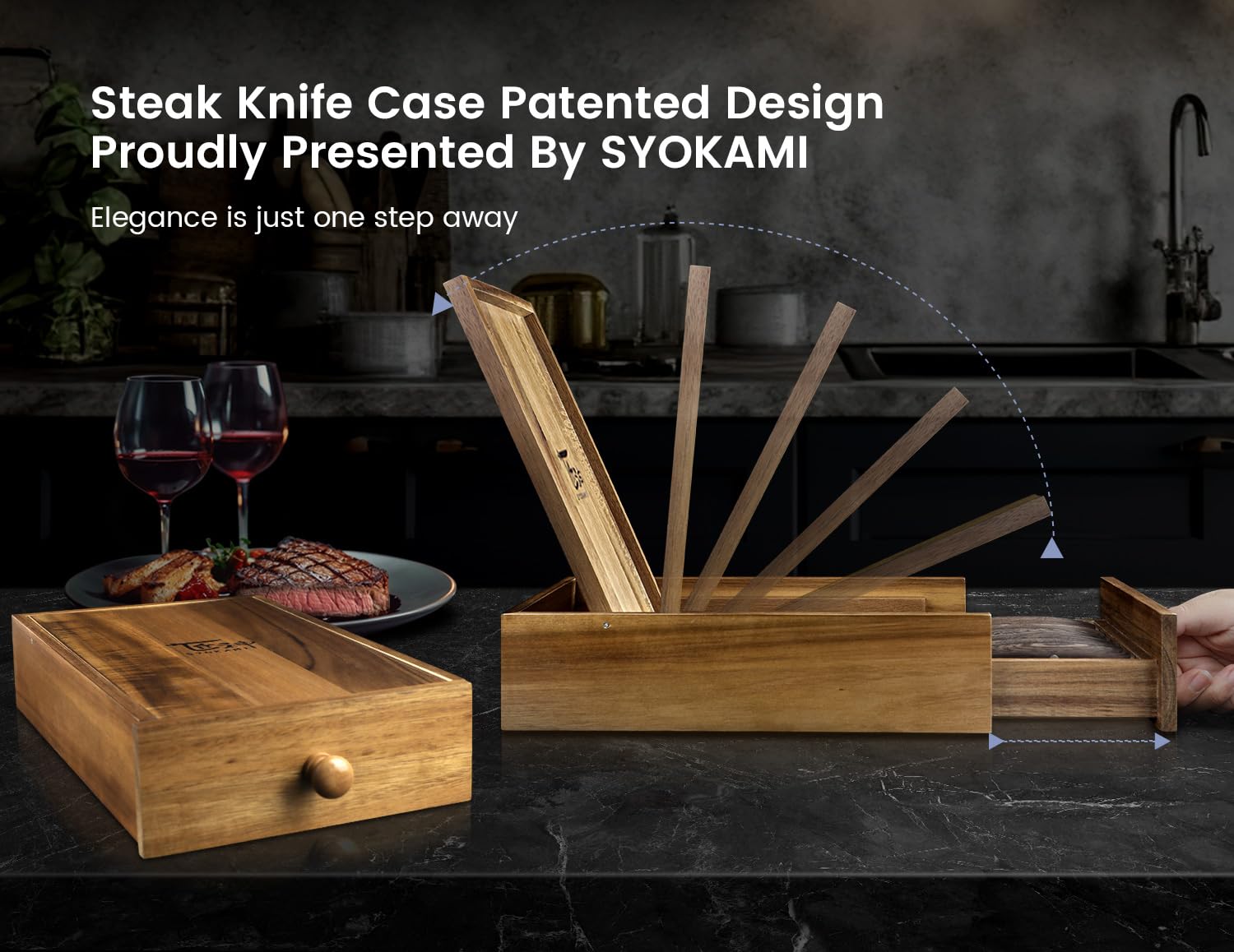 SYOKAMI blade close-up highlighting Japanese steel edge and durable finish