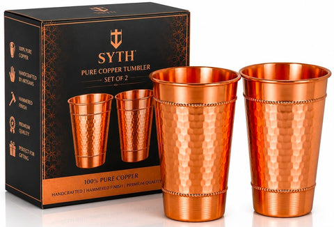 SYTH pure copper tumbler front view showing elegant finish and everyday use benefit