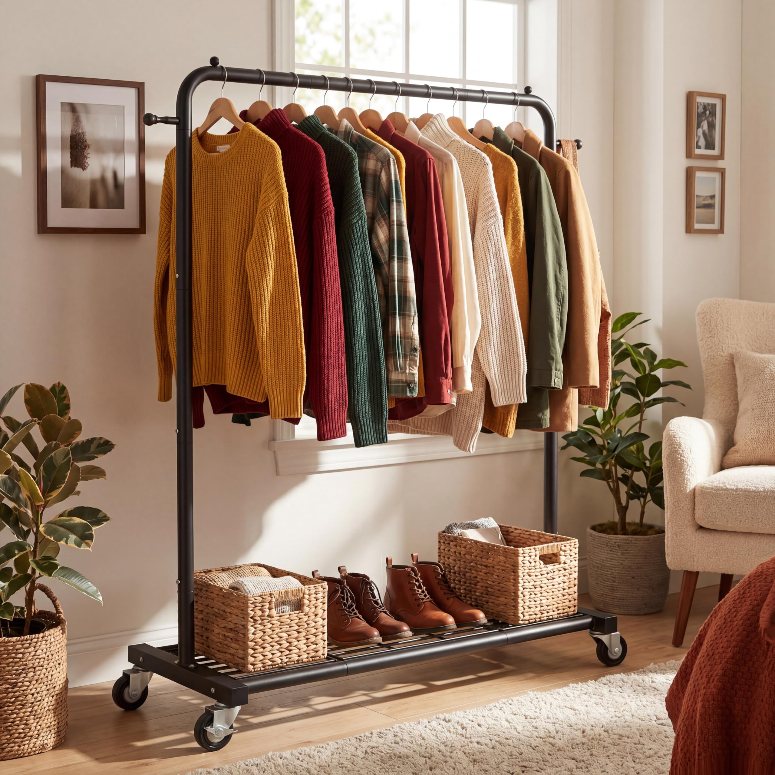 Sywhitta close-up of mesh shelf showing storage for shoes and boxes benefit