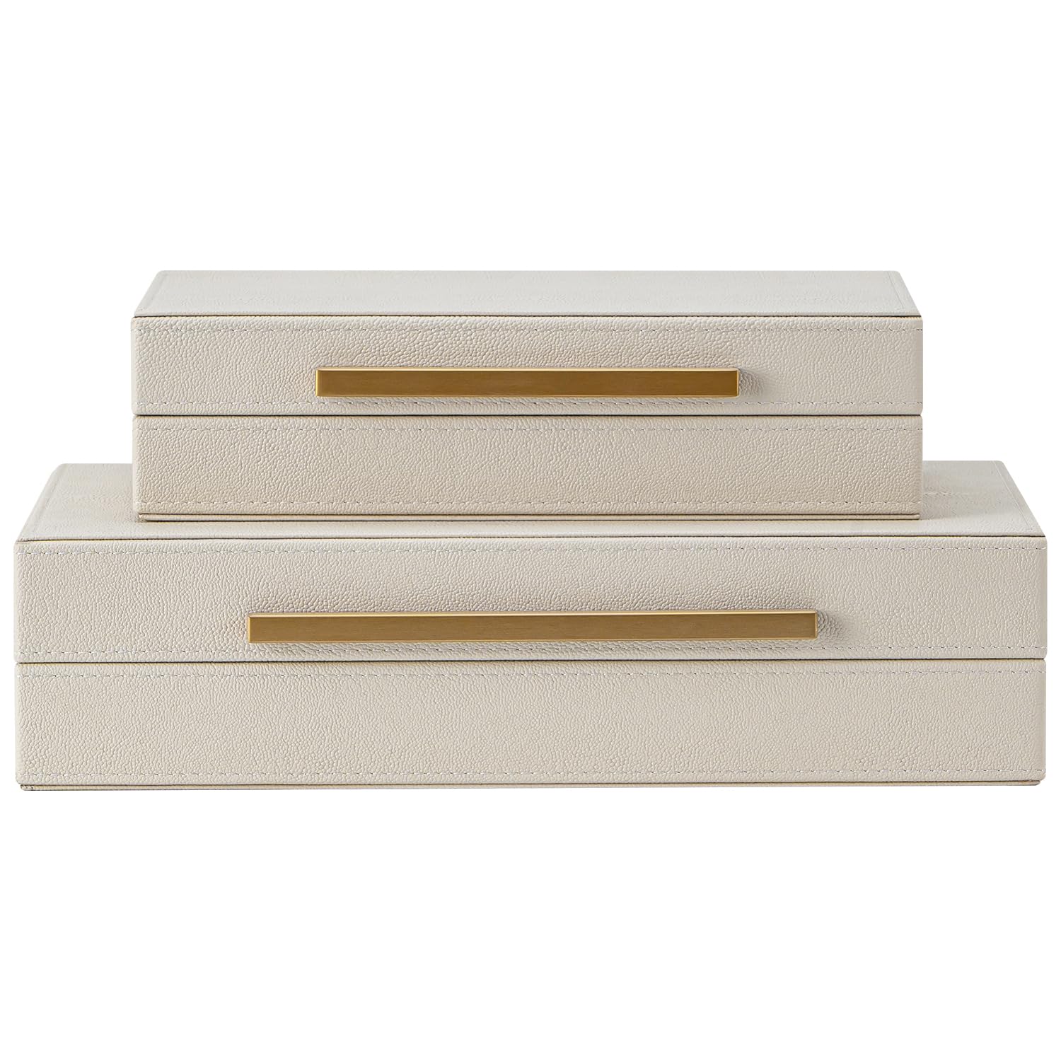 SYYSY beige shagreen front view showing elegant storage and surface appeal