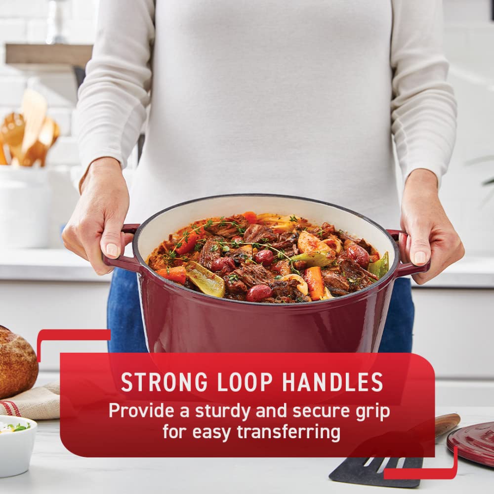 T-fal Dutch oven inside oven roasting chicken uniformly up to 500°F