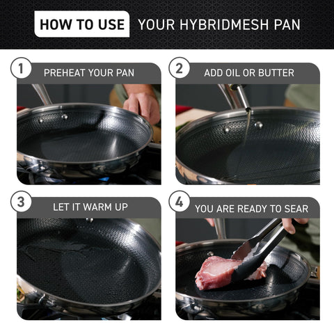 T-Fal HybridMesh riveted stainless handle detail for secure comfortable grip