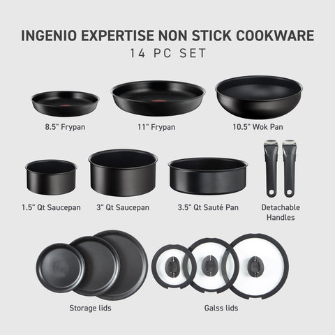 T-Fal Ingenio detachable handle being clicked on for secure cooking convenience