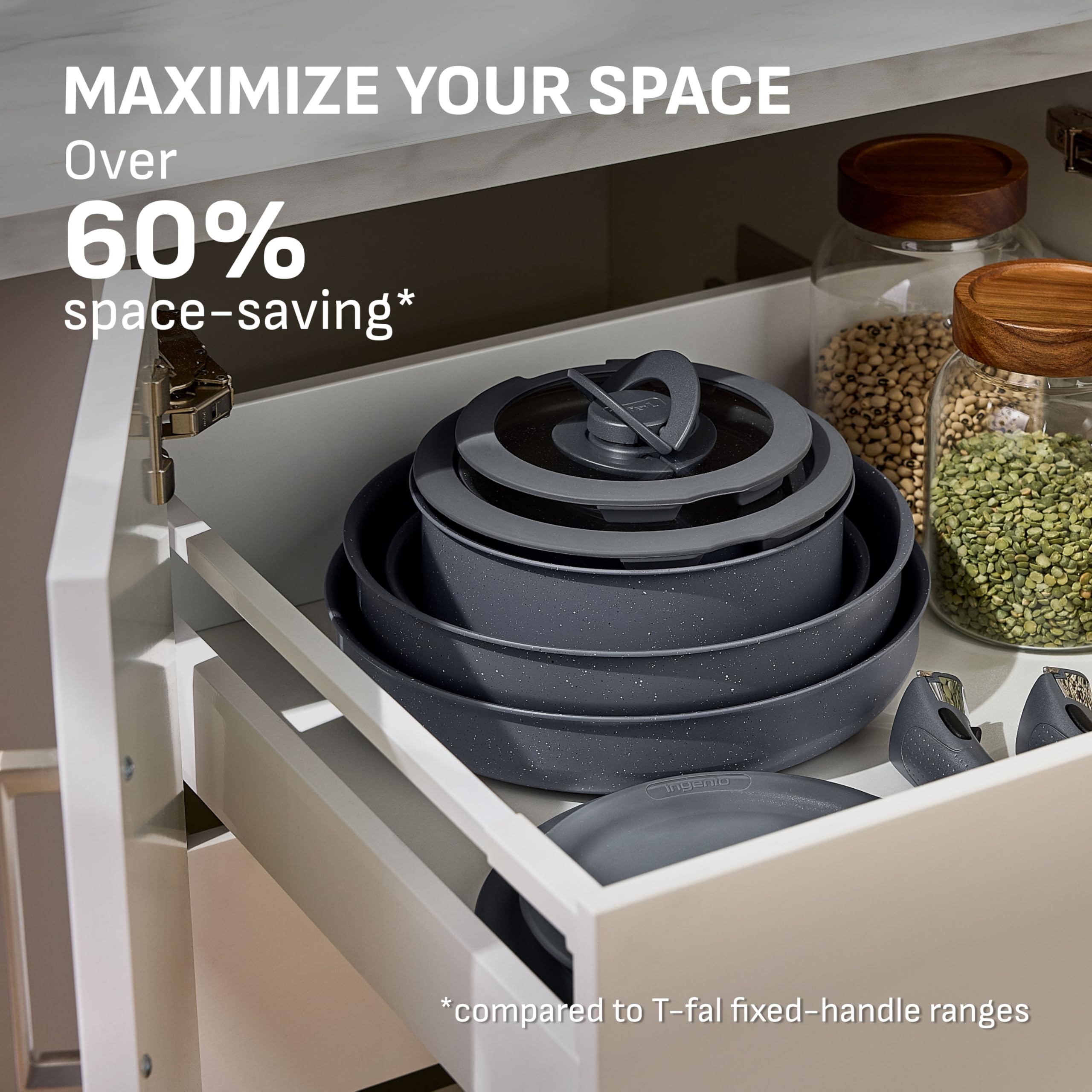 T-fal Ingenio detailed shot of removable handle locking for safe lifting