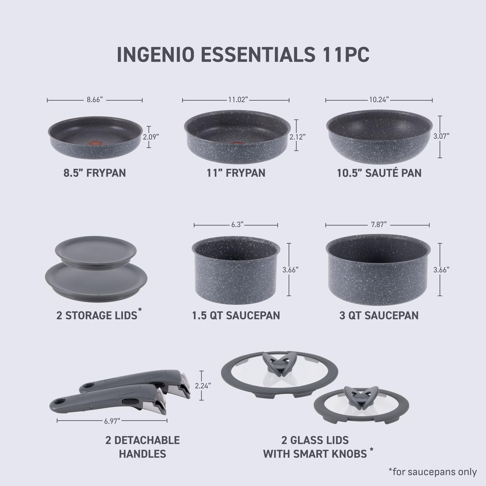 T-fal Ingenio closeup of granite titanium nonstick surface for easy release