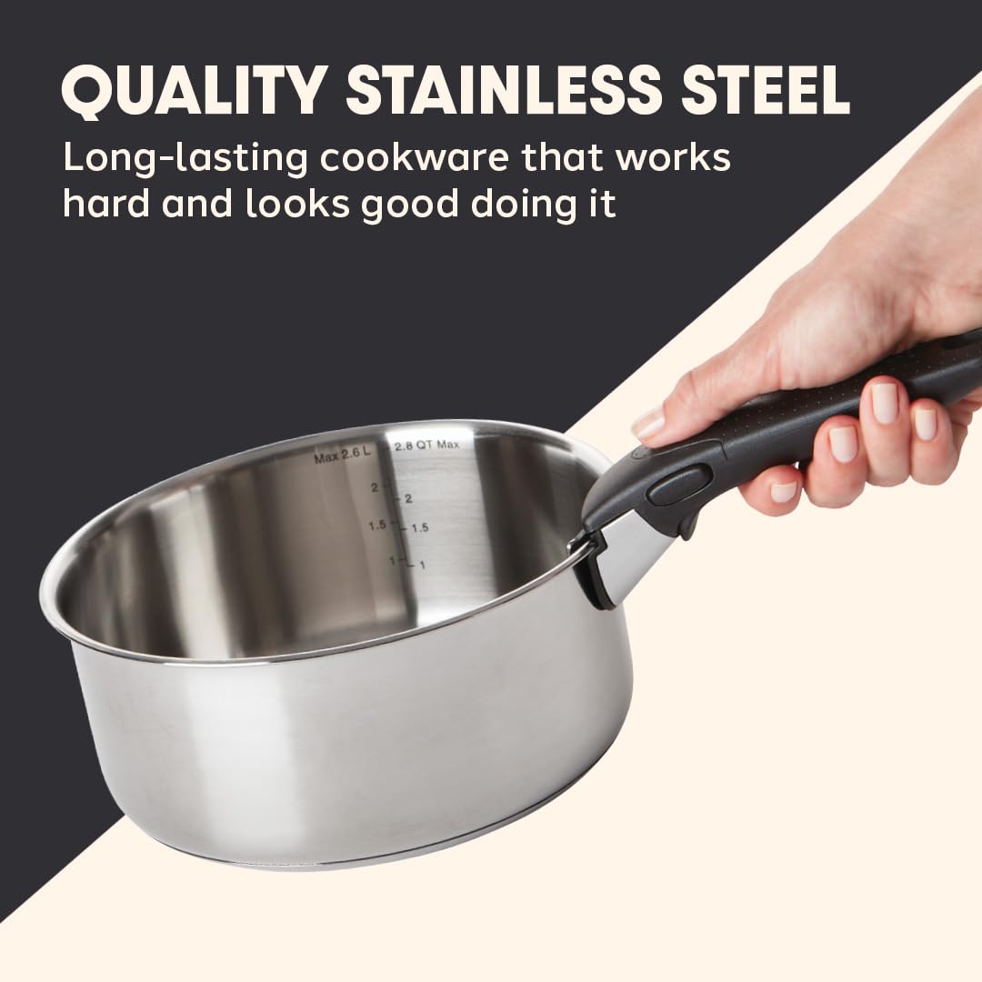 T-fal saucepan with lid in oven illustrating oven-safe cookware versatility
