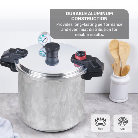 T-Fal polished aluminum finish showing easy-to-clean surface and even heat benefit