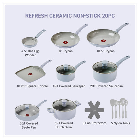 T-Fal close-up of ceramic nonstick interior, smooth surface for easy release and cleaning