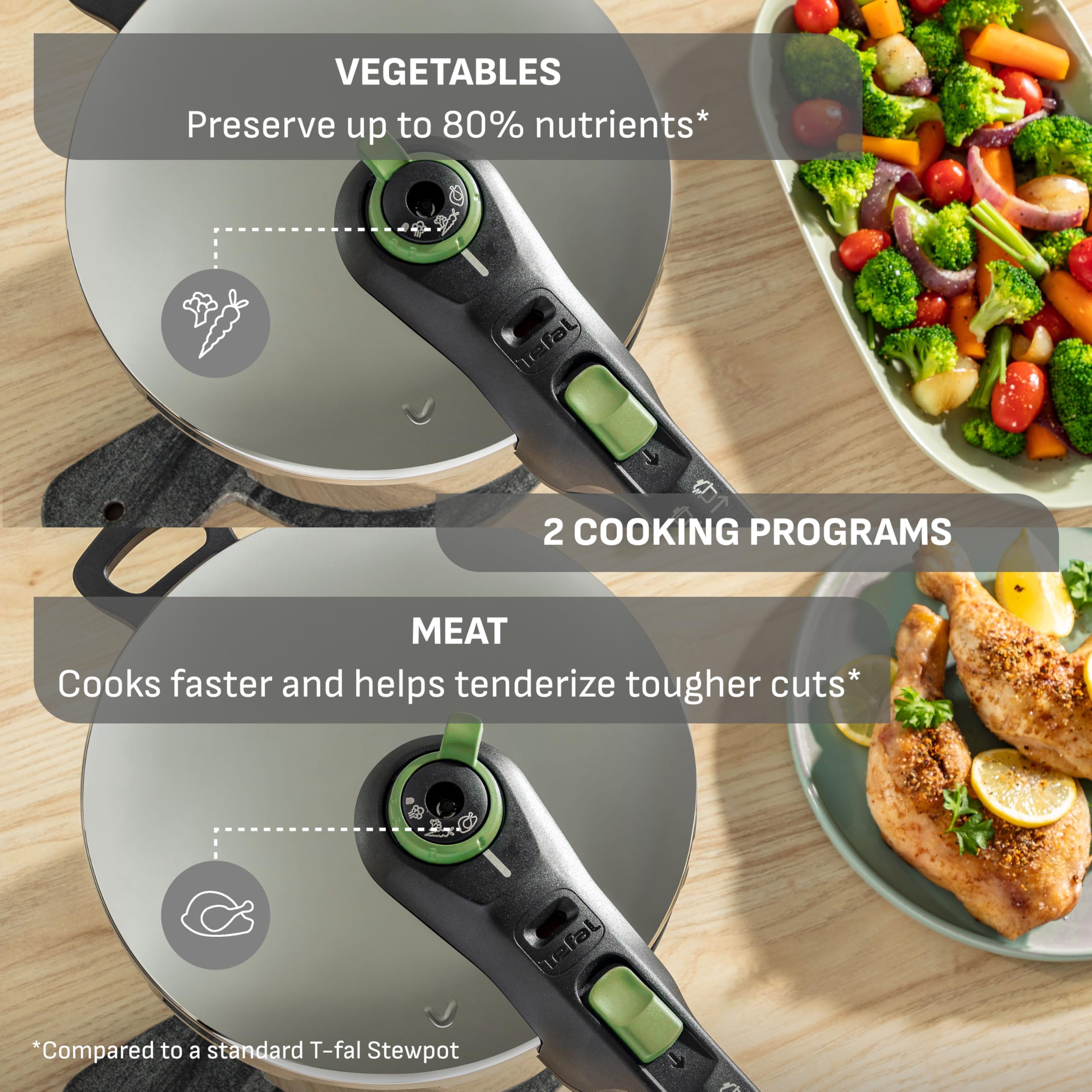 T‑Fal Secure placed on an induction cooktop demonstrating universal cooktop compatibility