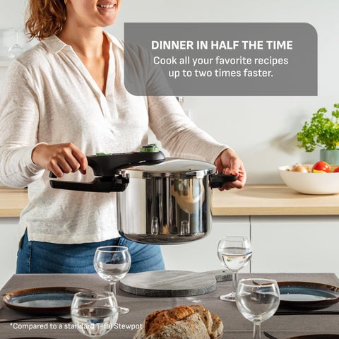 T‑Fal Secure side profile highlighting ergonomic handle and comfortable grip for safe handling