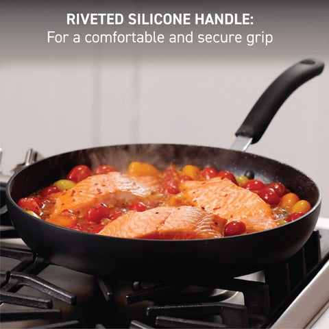 T-Fal riveted handle detail showing secure grip and comfortable, safe handling