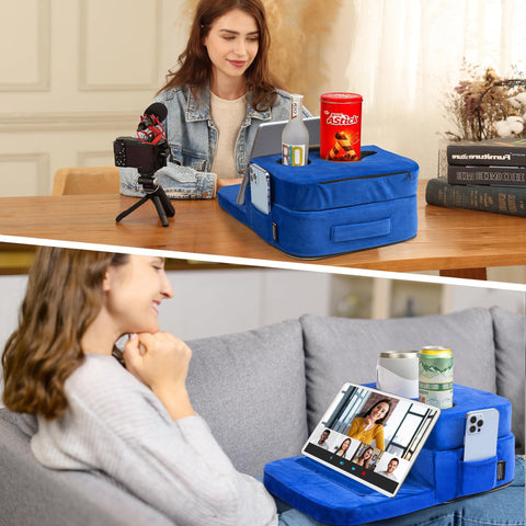 TabCouchCaddy folded as a neck pillow, TabCouchCaddy provides cushioned support