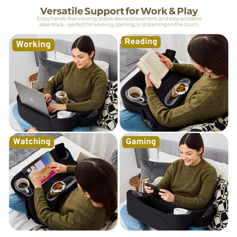 TabCouchCaddy phone slot detail keeping device visible and hands-free