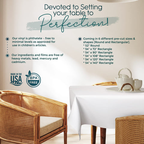 tablecloths by design trimmed-to-fit demo, shows easy customization with scissors
