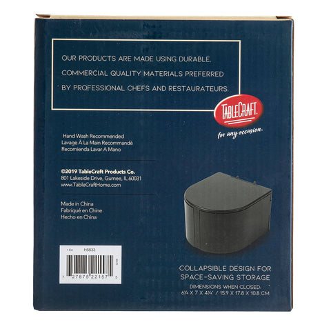 Tablecraft H5633 detail of black finish and central pivot illustrating durable easy-to-clean design