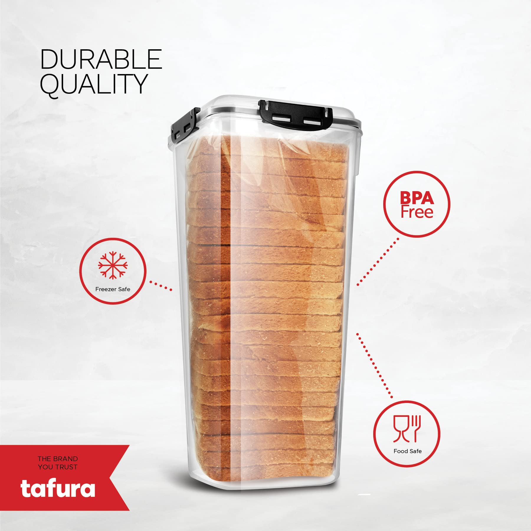 Tafura closeup of silicone gasket on lid highlighting airtight freshness seal benefit