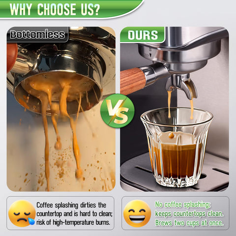 TaiBest dual spout action pouring two espresso shots for convenience