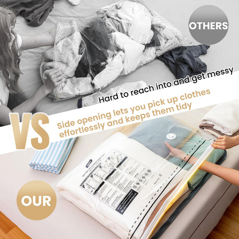 TAILI before and after compressed bedding visual saving closet space and reducing volume