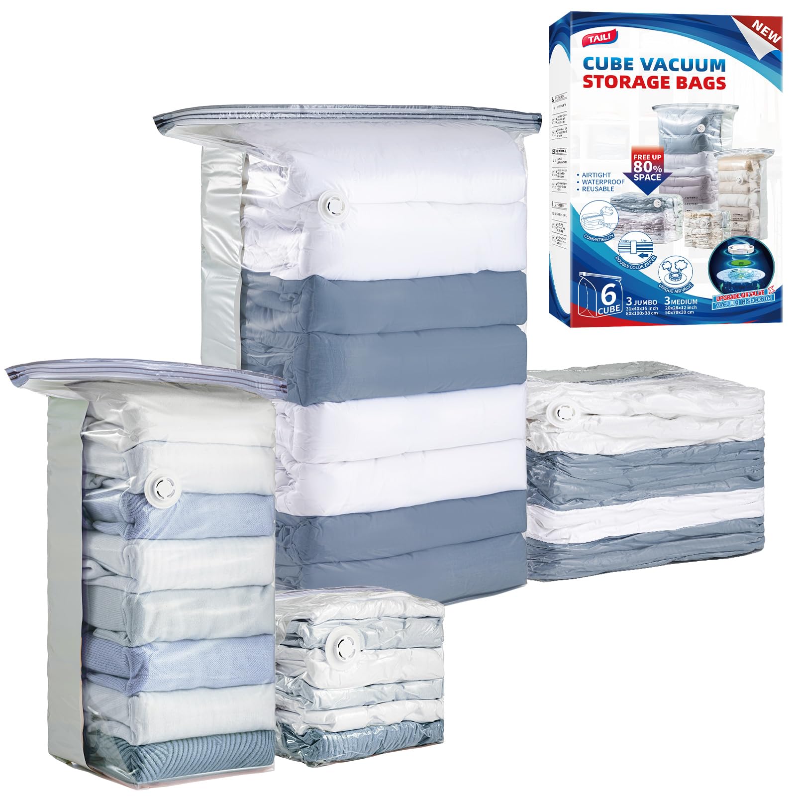 TAILI front packaging showing cream cube vacuum bags and contents organized