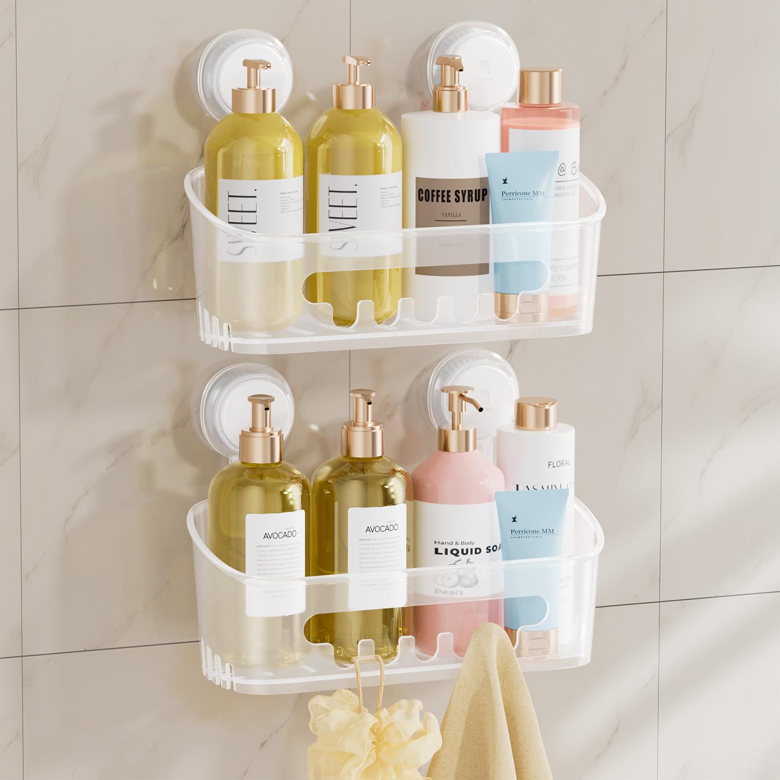 TAILI frosted shelf front view showing clean organization benefit