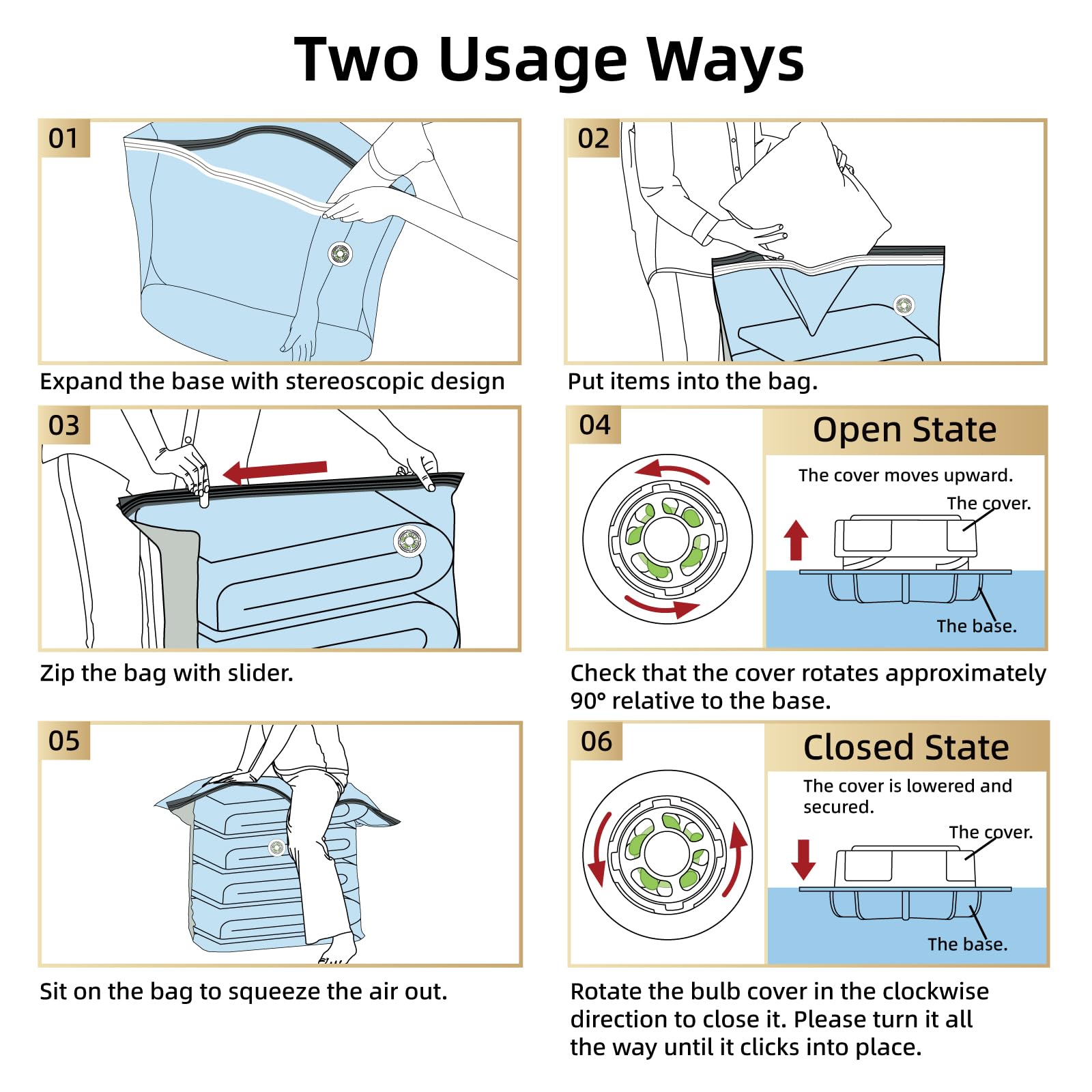 TAILI compressed comforters in bag to save closet space